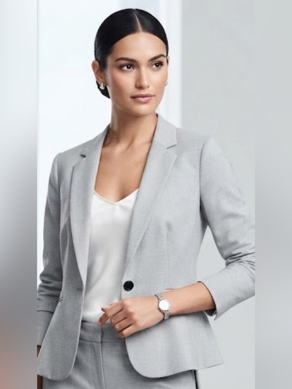 H&M Light Gray Tailored Single-Button Blazer